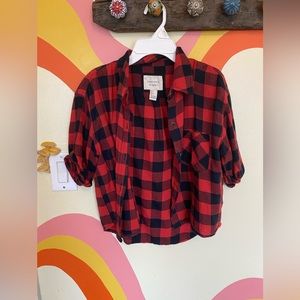 Red flannel crop top